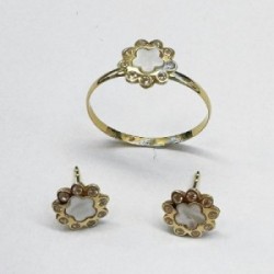 Anillo oro 18 kt circonita y nacar