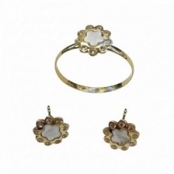 Anillo oro 18 kt circonita y nacar